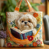 Plátěná taška se shih tzu a knihami