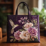 Lilová taška s kolibříky a orchidejemi