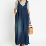 Kamila - Maxi šaty z opraného vintage denimu